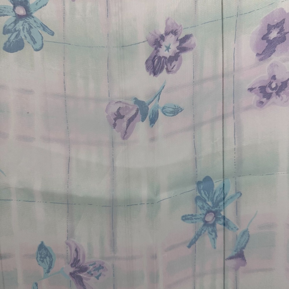 Women Scarf Turquoise Purple flowers 100% Polyester Rectangular 65x21" In #007